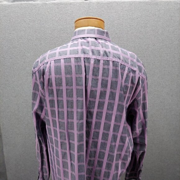 Tasso Elba Men's Purple SZ 2XL Plaid Long Sleeve Button-Down Shirt - Picture 4 of 6